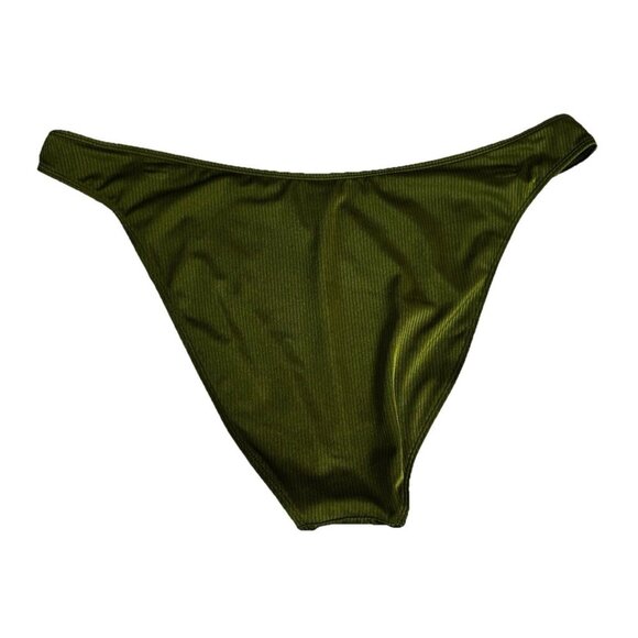 No Boundaries Green Ribbed Bikini Bottoms XXL 20 Cheeky High-Leg Swim y2k glam - Picture 2 of 5